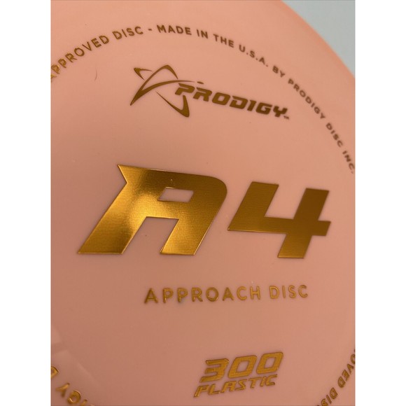 New Prodigy 300 Series A4 Approach Disc Golf Disc Peach With Gold Foil Stamp - Picture 3 of 5